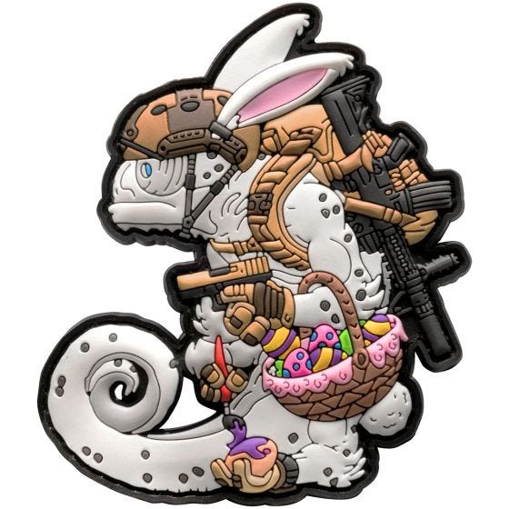 Patchlab patch Chameleon Easter Operator in bianco/Coyote