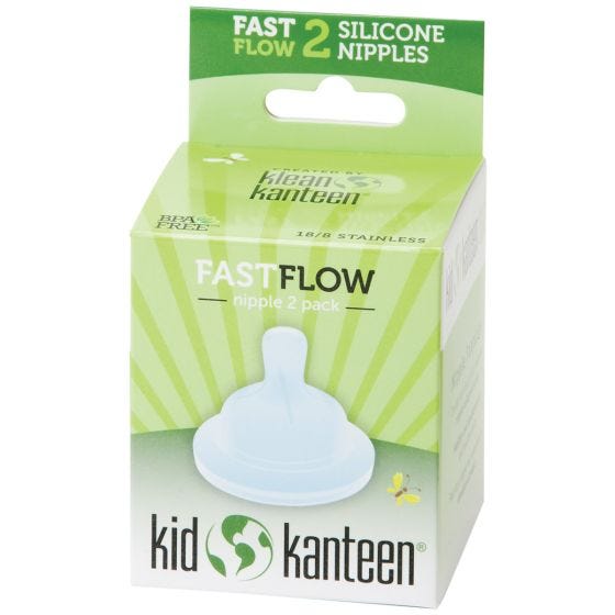 Kid Kanteen set da 2 tettarelle in silicone a flusso rapido trasparenti