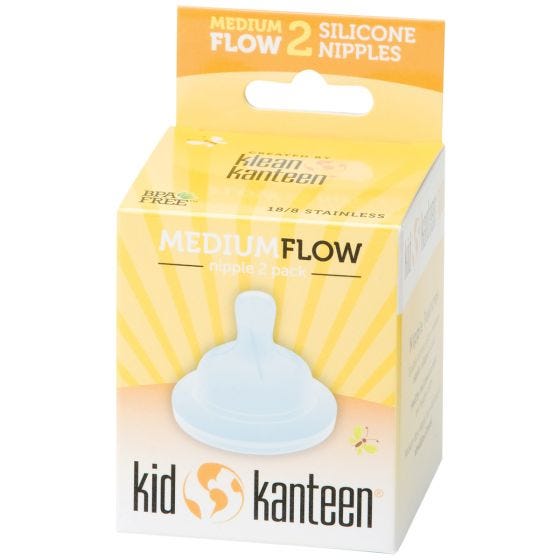 Kid Kanteen set da 2 tettarelle in silicone a flusso medio trasparenti