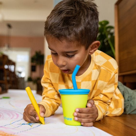 Klean Kanteen Kid's Cup Straw Lid 2-Pack - blu/blu Tie Dye