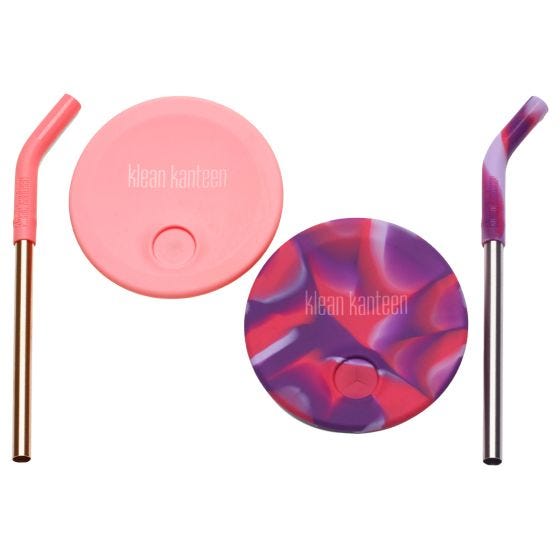Klean Kanteen Kid's Cup Straw Lid 2-Pack - rosa/rosa Tie Dye