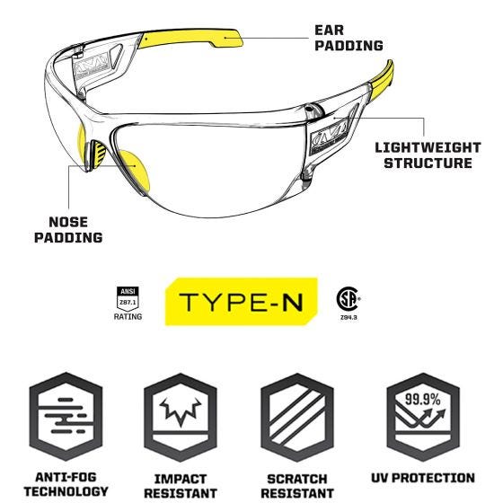 Mechanix Wear Occhiali Vision Type-N S2 - Lente Ambra Montatura Ambra