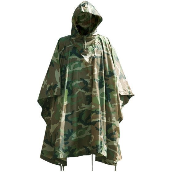 Poncho impermeabile in Ripstop in Woodland