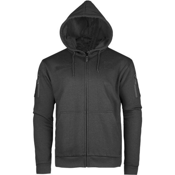 Mil-Tec felpa Tactical con cappuccio e zip in nero