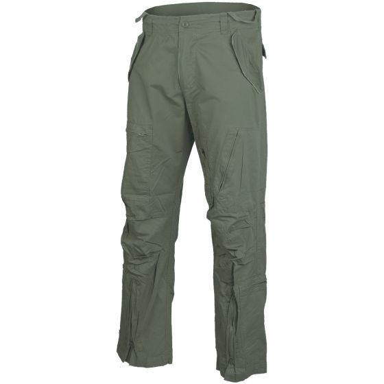 Mil-Tec pantaloni pilota in cotone popeline prelavato in verde oliva