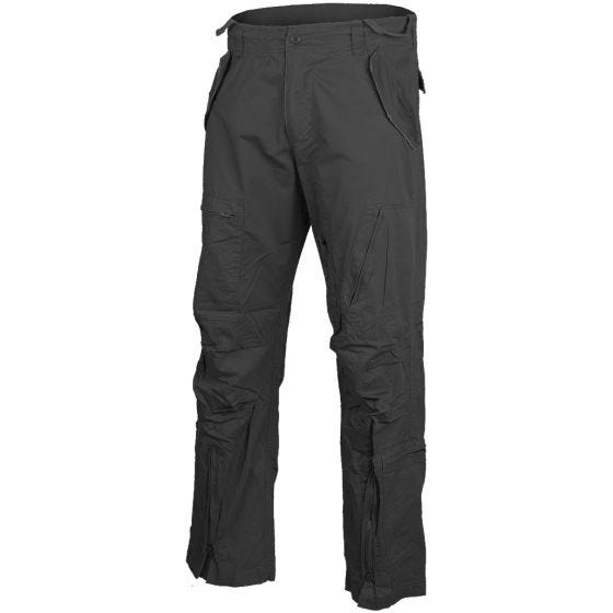 Mil-Tec pantaloni pilota in cotone popeline prelavato in nero