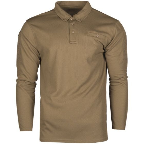 Mil-Tec polo tattica a maniche lunghe Quick Dry in Dark Coyote