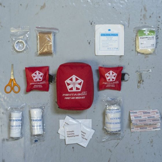 Pentagon kit pronto soccorso Hippokrates in rosso