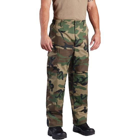 Propper pantaloni BDU con patta a bottoni in twill di policotone in Woodland