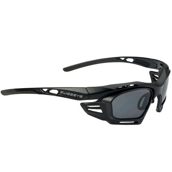 Swiss Eye Occhiali da sole M-Cover 6C - Inserti Nero/Fumo, Lenti Arancioni di ricambio / Montatura Nero Opaco/Nero