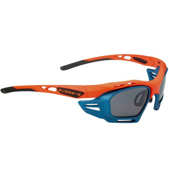 Swiss Eye Occhiali da sole M-Cover 6C - Inserti Blu/Fumo / Lenti Arancioni di ricambio / Montatura Arancione Opaco/Nero