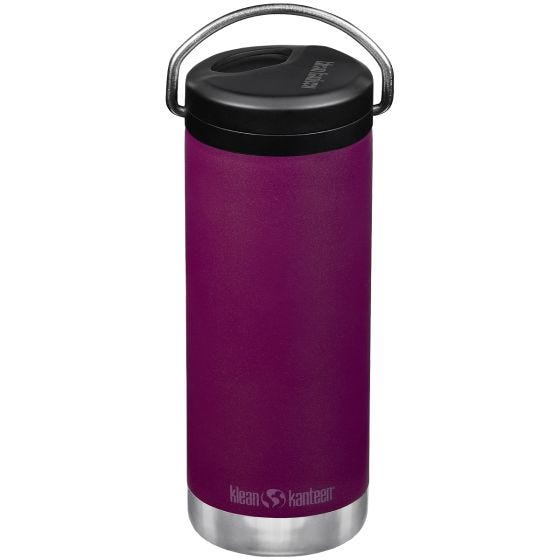 Klean Kanteen borraccia termica TKWide con tappo tazza caffè takeaway 473ml Twist Cap w/Straw - Purple Potion