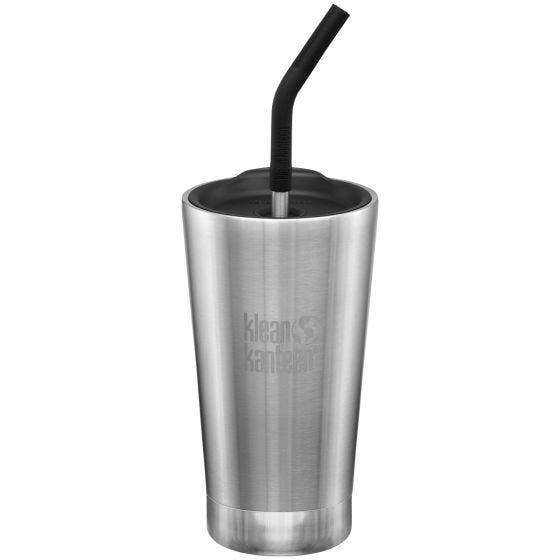 Klean Kanteen bicchiere termico 473 ml tappo con cannuccia in Brushed Stainless