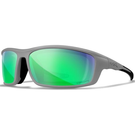 Wiley X Occhiali WX Grid - Captivate Polarized Green Mirror Lenses / Matte Cool Grey Frame
