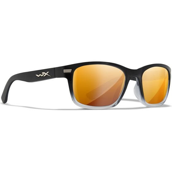 Wiley X Occhiali WX Helix - Captivate Polarized Bronze Mirror Lenses / Gloss Black Fade to Clear Crystal