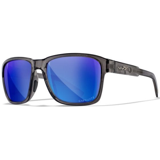Wiley X Occhiali WX Trek - Captivate Polarized Blue Mirror Lenses / Gloss Crystal Dark Grey Frame