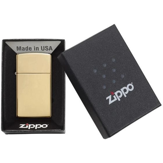 Zippo accendino Slim in ottone altamente lucido