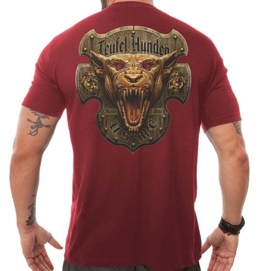7.62 Design T-shirt USMC Devil Dog in rosso