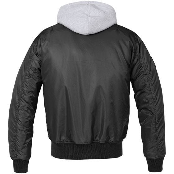Brandit giacca MA1 con cappuccio felpato in nero/grigio