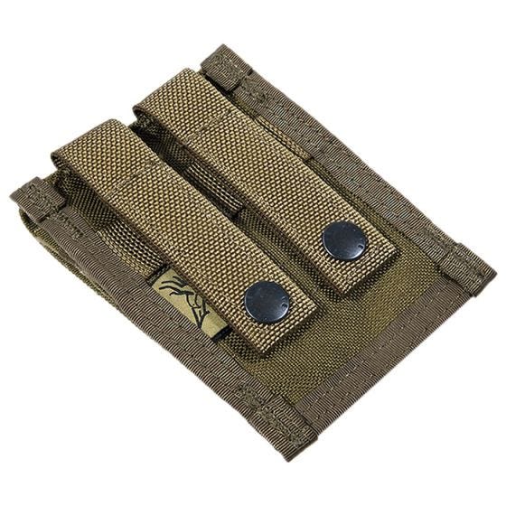 Flyye custodia doppia portacaricatore 9 mm con attacco MOLLE in Coyote Brown