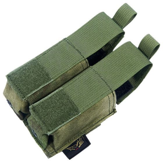 Flyye custodia doppia portacaricatore 9 mm con attacco MOLLE ver. HP in A-TACS FG