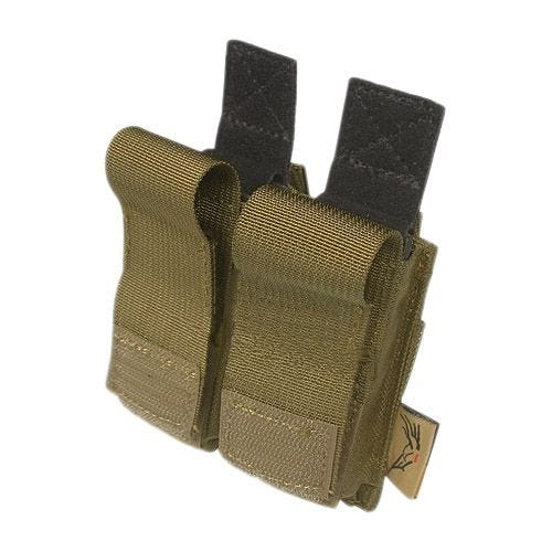 Flyye custodia doppia portacaricatori pistola .45 con attacco MOLLE in Coyote Brown