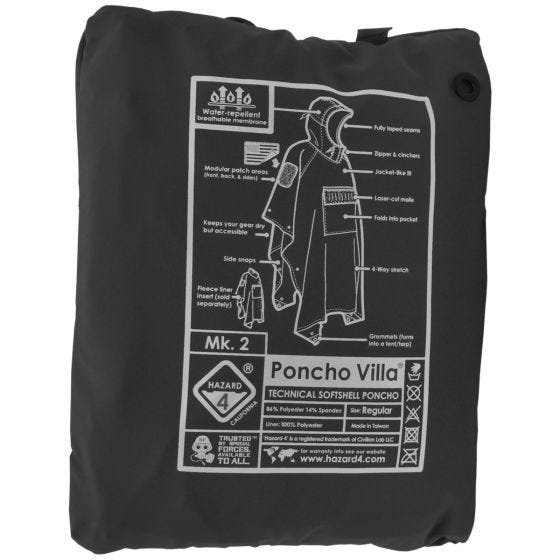 Hazard 4 poncho in tessuto tecnico e fodera softshell Poncho Villa in nero
