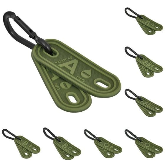 Hazard 4 blood kit da 2 cartellini gruppo sanguigno in OD Green
