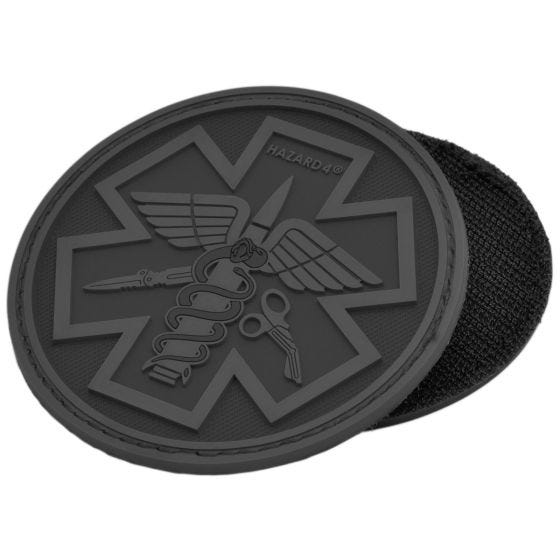 Hazard 4 patch con simbolo paramedici con caduceo 3D in nero
