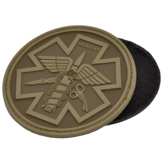 Hazard 4 patch con simbolo paramedici con caduceo 3D in Coyote