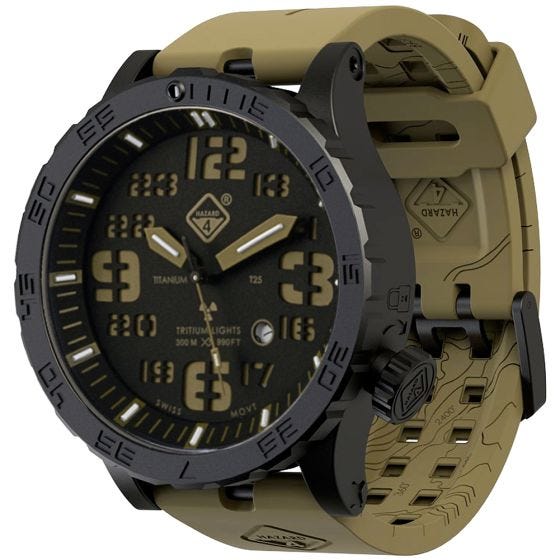 Hazard 4 orologio Heavy Water Diver Titanium Tritium quadrante Cavern con grafica verde/giallo