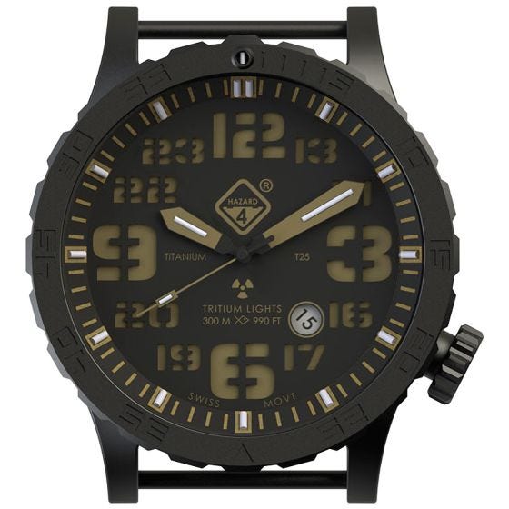 Hazard 4 orologio Heavy Water Diver Titanium Tritium quadrante Cavern con grafica verde/giallo