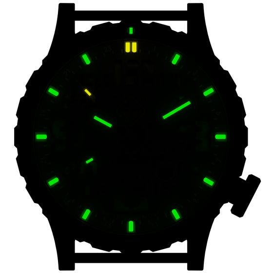 Hazard 4 orologio Heavy Water Diver Titanium Tritium quadrante Cavern con grafica verde/giallo