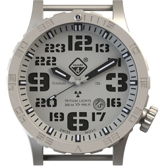 Hazard 4 orologio Heavy Water Diver Titanium Tritium quadrante SnowField con grafica verde/giallo