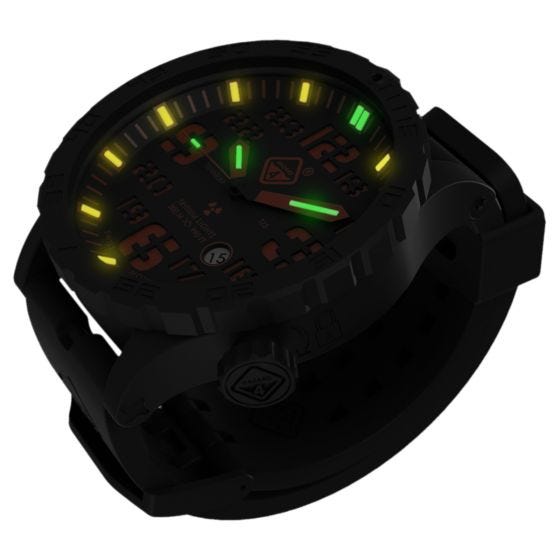 Hazard 4 orologio Heavy Water Diver Titanium Tritium quadrante Agent Orange con grafica verde/giallo
