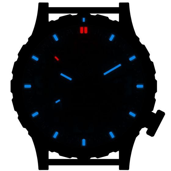 Hazard 4 orologio Heavy Water Diver Titanium Tritium quadrante Blackout Blu con grafica blu/rosso