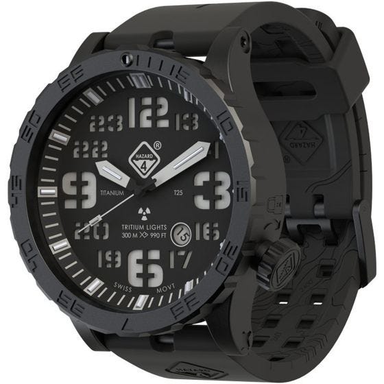 Hazard 4 orologio Heavy Water Diver Titanium Tritium quadrante Nightwatch con grafica verde/giallo