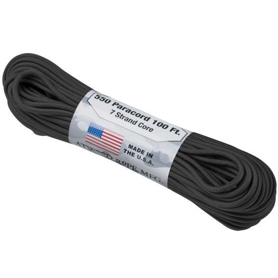 Atwood corda 550 Lbs. Paracord in nero
