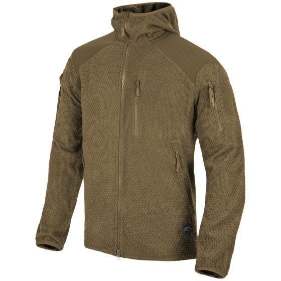 Helikon giacca con cappuccio Alpha in pile a griglia Coyote