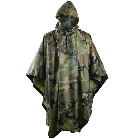 Helikon poncho impermeabile in Ripstop in Woodland
