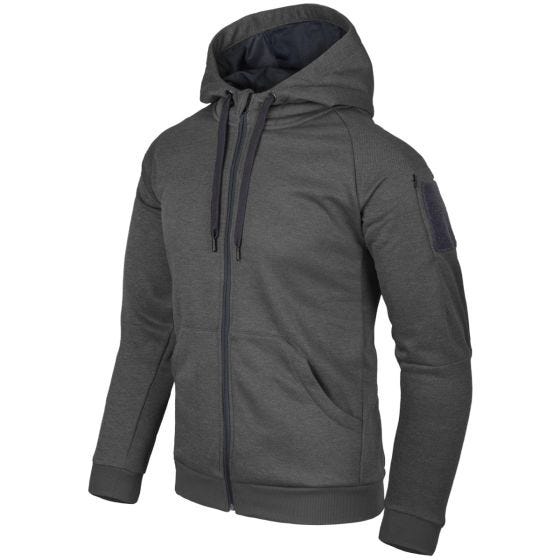 Helikon felpa con cappuccio Urban Tactical con zip a lunghezza intera in mélange nero-grigio