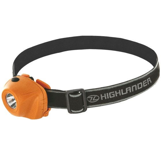 Highlander torcia da testa fascio Beam LED 1W in arancio/nero