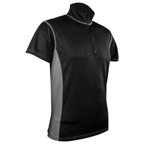 Highlander maglietta da uomo Pro Tech con zip sul colletto in nero / grigio