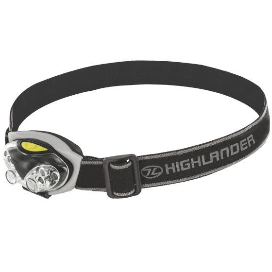 Highlander torcia da testa Spark 4+2 LED in nero/argento