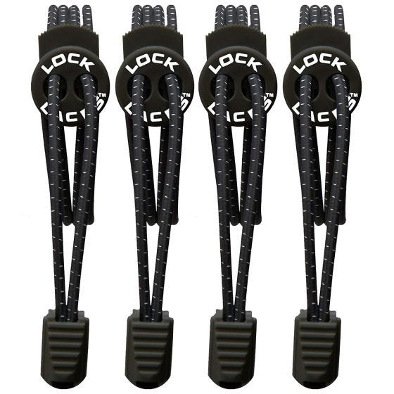 Lock Laces stringhe elastiche per scarpe in nero (confezione da 2 paia)
