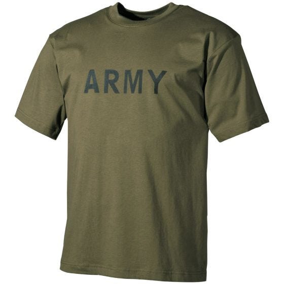 MFH T-shirt in verde oliva con stampa militare
