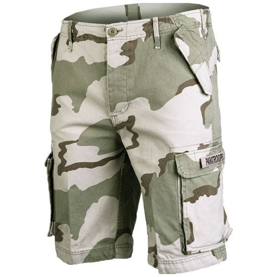 Mil-Tec shorts cargo da paracadutista prelavati in Desert 3 Colori
