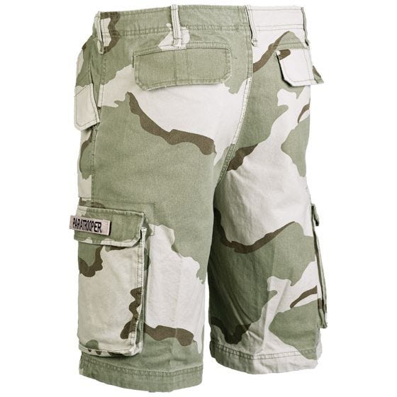 Mil-Tec shorts cargo da paracadutista prelavati in Desert 3 Colori