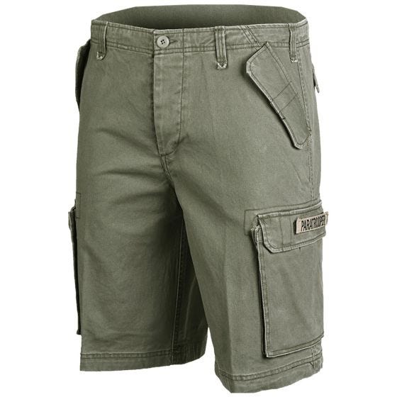 Mil-Tec shorts cargo da paracadutista prelavati in verde oliva