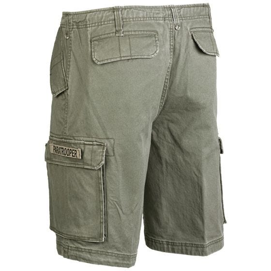 Mil-Tec shorts cargo da paracadutista prelavati in verde oliva